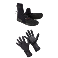 O'Neill 3mm Heat Round Toe Wetsuit Boots 2027 - 7 Package (7) + XS Gloves in Black size 7/Xs | Rubber/Neoprene