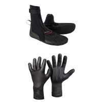 O'Neill 3mm Heat Round Toe Wetsuit Boots 2022 - 9 Package (9) + XS Gloves in Black size 9/Xs | Rubber/Neoprene