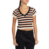 Women's Volcom Cheeky Bird Short-Sleeve Sweater 2023 in Black size X-Small | Nylon/Elastane/Polyester