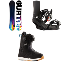 Women's Burton Feelgood Flying V Snowboard 2024 - 142 Package (142 cm) + M Womens in Black size 142/M | Nylon