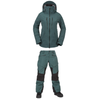 Women's Volcom VS 3L Stretch GORE-TEX Jacket 2024 - 2X-Large Green Package (2X-Large) + X-Large Shell in Orange size Xxl/Xl | Polyester