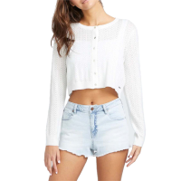 Women's Volcom Shello There Cardi Shirt 2024 in White size Medium | Polyester