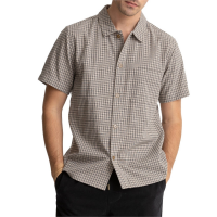 Rhythm Linen Check Short-Sleeve Shirt Men's 2024 Brown in Sand size Small | Viscose/Plastic