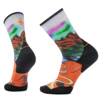 Smartwool Trail Run Targeted Cushion Singletrack Print Crew Socks 2025 in Orange size Large | Nylon/Wool/Elastane