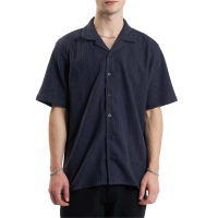 Thrills Though Shall Not Bowling Shirt Men's 2024 Blue in Navy size Medium | Cotton/Polyester