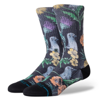 Stance Just Flocked Socks 2024 in Black size Large | Nylon/Cotton/Elastane