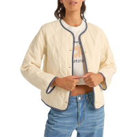 Women's Rhythm Check Quilted Jacket 2024 in White size Large | Cotton/Plastic