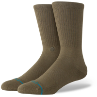 Stance Icon Organic Crew Socks 2024 in Khaki size Medium | Nylon/Cotton/Elastane