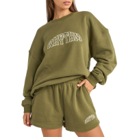 Women's Rhythm College Crew Neck Fleece 2025 in Green size X-Small | Cotton