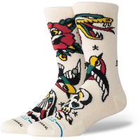 Stance Flash Crew Socks 2025 in Khaki size Large | Nylon/Cotton/Elastane