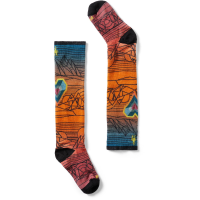 Kid's Smartwool Ski Zero Cushion Geo Peaks Print OTC Socks 2026 in Orange size Large | Nylon/Wool/Elastane