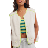 Women's Free People Mountain High Vest 2025 White in Ivory size Medium | Polyester