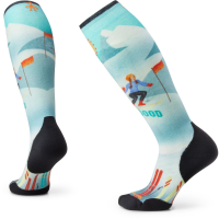 Women's Smartwool Targeted Cushion Snow Bunny Print OTC Socks 2026 in Blue size Small | Nylon/Wool/Elastane