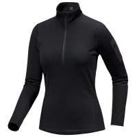 Women's Arc'teryx Kyanite Baselayer Zip Neck Top 2026 in Black size Large | Nylon/Polyester