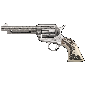 1873 Cattle Brand 5.50" 6 Round 357 Magnum Revolver - Nickel Engraved/Imitation Stag