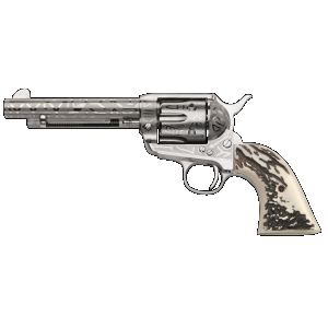 1873 Cattle Brand 5.50" 6 Round 45 Long Colt Revolver - Nickel Engraved/Imitation Stag