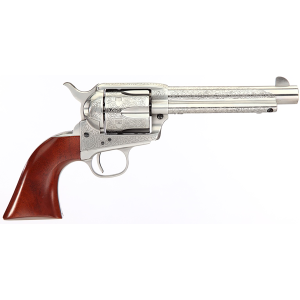 1873 Cattleman 5.50" 6 Round 45 Long Colt Revolver - Silver Engraved/Walnut Navy Size Grip