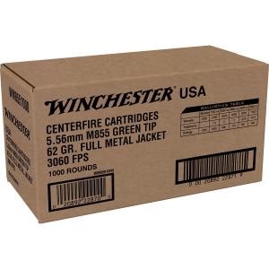 Winchester USA M855 Green Tip Full Metal Jacket 62 gr 5.56 NATO Rifle Ammo - Range Pack - $625.95 at The Real Grit