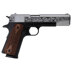 1911 A1 Service 5" 8 Round 45 ACP Pistol - Two Tone Filigree Stainless Steel