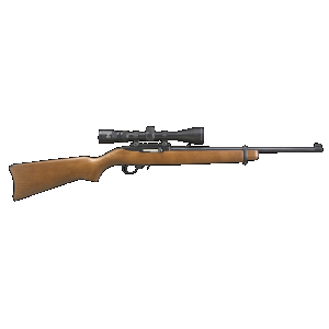 10/22 Carbine 18.50" 10 Round 22 Long Rifle Semi Auto Rifle with Viridian EON Scope - Brown Hardwood