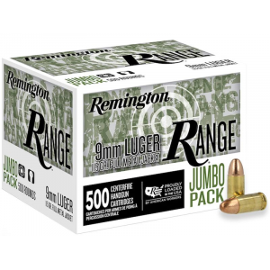 RANGE Jumbo Pack Full Metal Jacket 115 Gr 9mm Luger Handgun Ammo - 500 Round Box