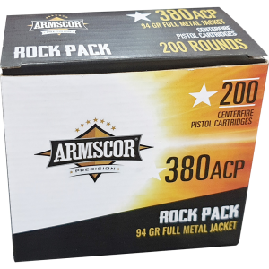 Range Rock Pack Full Metal Jacket 95 gr 380 ACP Handgun Ammo - 200 Round Box