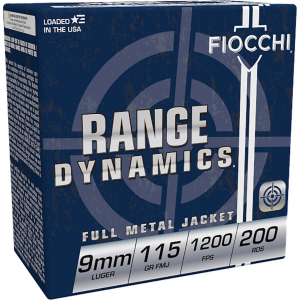 RANGE Dynamics Full Metal Jacket 115 Gr 9mm Handgun Ammo - 200 Round Box