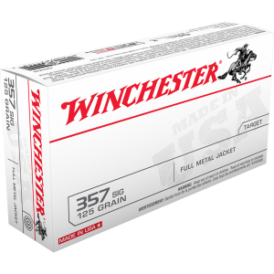 Winchester USA Full Metal Jacket 125 gr 357 Sig Handgun Ammo - 50 Round Box - $68.95 at The Real Grit