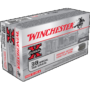 SUPER X Cowboy Action Lead Flat Nose 158 Gr 38 Special Handgun Ammo - 50 Round Box