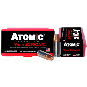 PISTOL Subsonic Bonded Match Hollow Point 147 Gr 9mm Luger Handgun Ammo - 50 Round Box