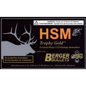 Trophy Gold Berger Hunting VLD Match 185 gr 308 Winchester Rifle Ammo - 20 Round Box
