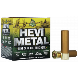 HEVI-METAL Longer Range Bbb 3-1/2" 12 Gauge Shotgun Ammo - 25 Round Box