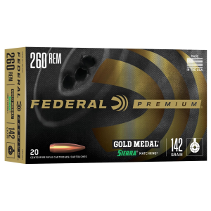 Premium Gold Medal Sierra MatchKing Hollow Point 142 gr 260 Remington Rifle Ammo - 20 Round Box