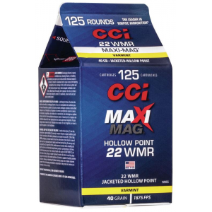 MAXI-MAG Jacketed Hollow Point 22 Wmr Rimfire Ammo - 125 Round Box