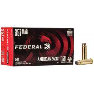 AMERICAN Eagle Jacketed Soft Point 158 Gr 357 Magnum Handgun Ammo - 50 Round Box