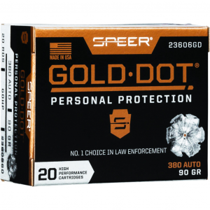 GOLD Dot Hollow Point 90 Gr 380 Acp Handgun Ammo - 20 Round Box