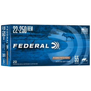 POWER-SHOK Jacketed Soft Point 55 Gr 22-250 Remington Rifle Ammo - 20 Round Box