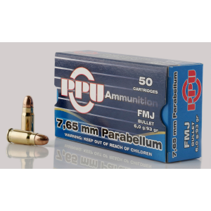 FULL Metal Jacket 93 Gr 7.65 Parabellum Handgun Ammo - 50 Round Box