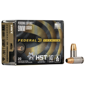 Premium Personal Defense HST Hollow Point 147 gr 9mm Handgun Ammo - 20 Round Box