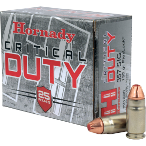 Hornady Critical Duty FlexLock 135 gr 357 Sig Handgun Ammo - 25 Round Box - $32.95 at The Real Grit