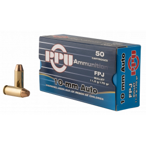 FLAT Point Jacketed 170 Gr 10mm Handgun Ammo - 50 Round Box