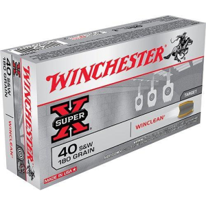 Super X Winclean Brass Enclosed Base 180 gr 40 S&W Handgun Ammo - 50 Round Box