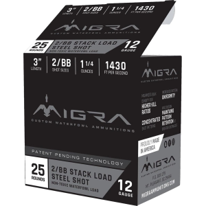 WATERFOWL Combinational Stack Load Steel #2/bb 1430 Fps 12 Gauge Shotgun Ammo - 25 Round Box