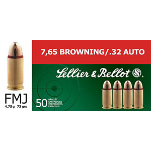 FULL Metal Jacket 73 Gr 32 Acp Handgun Ammo - 50 Round Box