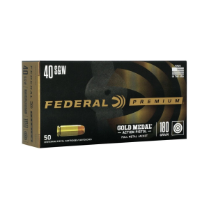 Federal Premium Gold Medal Action Full Metal Jacket 180 gr 40 S&W Handgun Ammo - 50 Round Box - $30.55 at The Real Grit