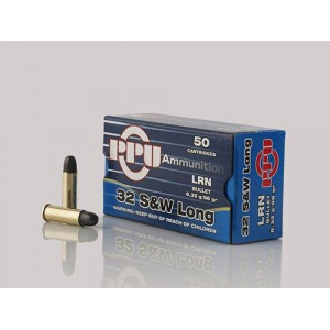LEAD Round Nose 98 Gr 32 S&w Long Handgun Ammo - 50 Round Box