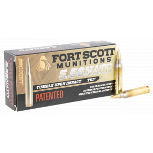 TUMBLE Upon Impact (tui) Solid Brass Spun 62 Gr 5.56x45mm Nato Rifle Ammo - 20 Round Box