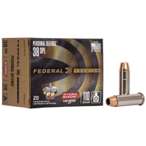 PREMIUM Hydra-shok Jacketed Hollow Point 110 Gr 38 Special Handgun Ammo - 20 Round Box