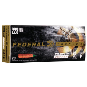PREMIUM Trophy Copper 55 Gr 223 Remington Rifle Ammo - 20 Round Box