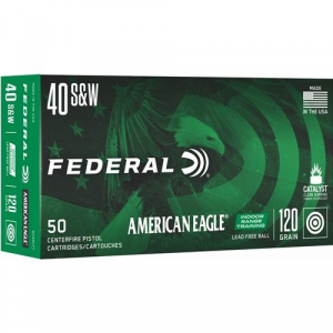 AMERICAN Eagle Irt Lead Free Full Metal Jacket 120 Gr 40 S&w Handgun Ammo - 50 Round Box